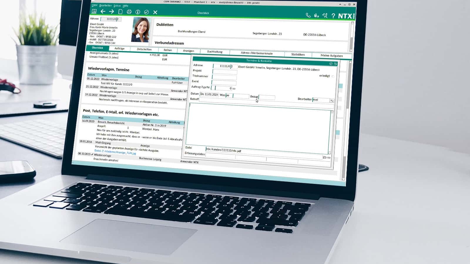 Datei-Upload im CRM der Verlagssoftware GRÜN NTX