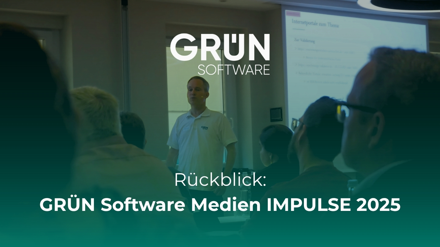 Herr Osteneck hält Vortrag zu E-Rechnung bei GRÜN Software Medien IMPULSE 2025